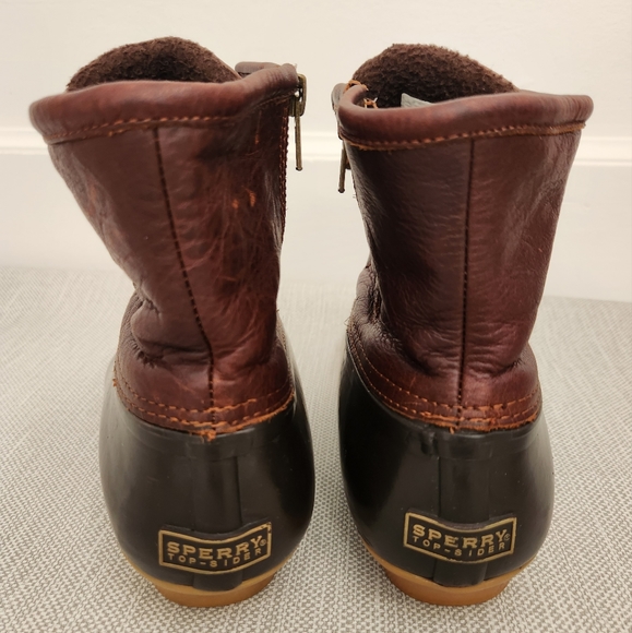 Sperry Top Sider Size 10 Duck Boots Leather Rubber Rain Snow Waterproof Women - Picture 6 of 14